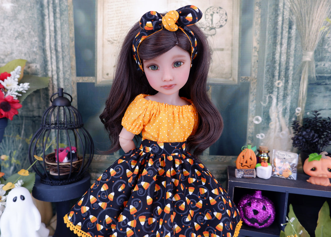 Sweet Candy Corn - blouse & skirt with loafers for Ruby Red Fashion Friends doll