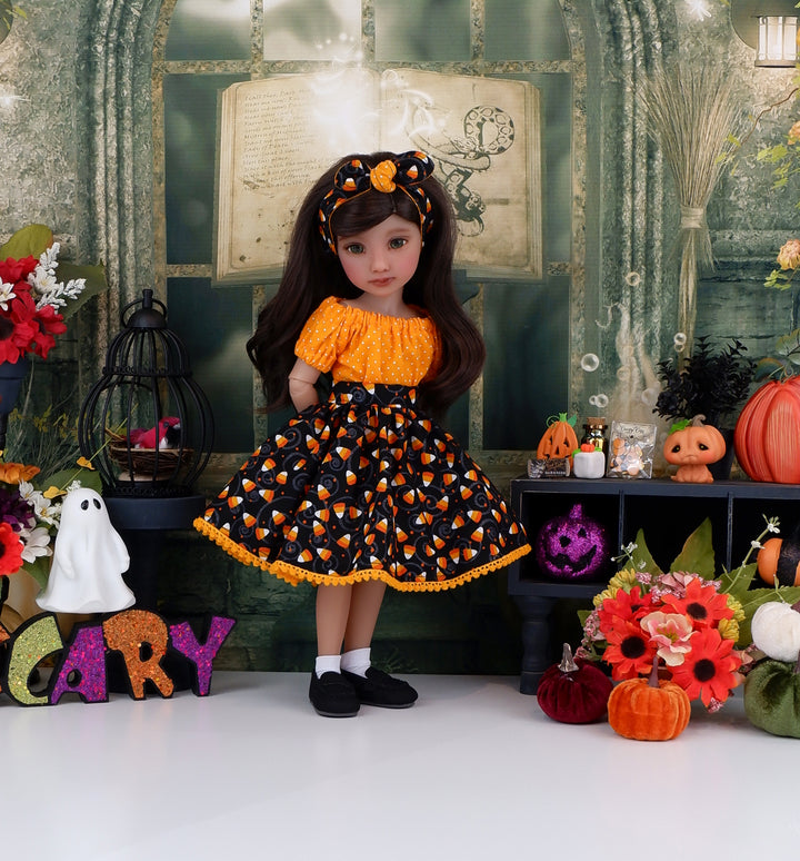 Sweet Candy Corn - blouse & skirt with loafers for Ruby Red Fashion Friends doll