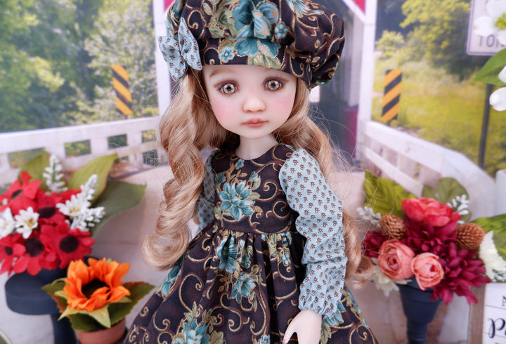 Teal Elegance - dress and hat with boots for Ruby Red Fashion Friends doll