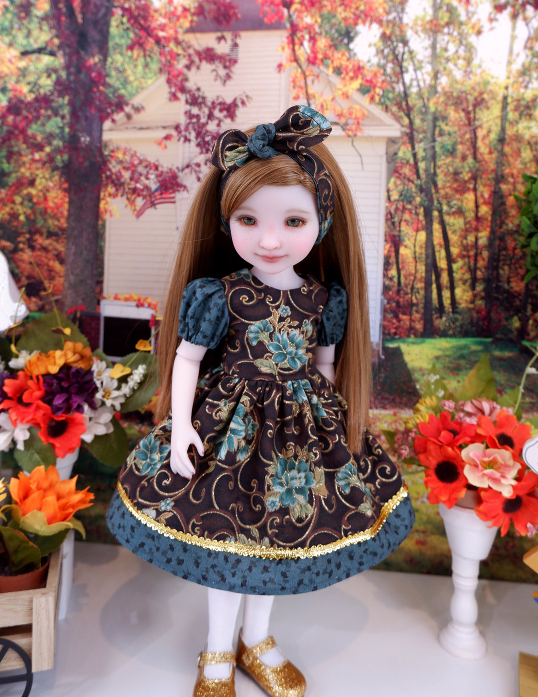 Teal in Bloom - dress and shoes for Ruby Red Fashion Friends doll