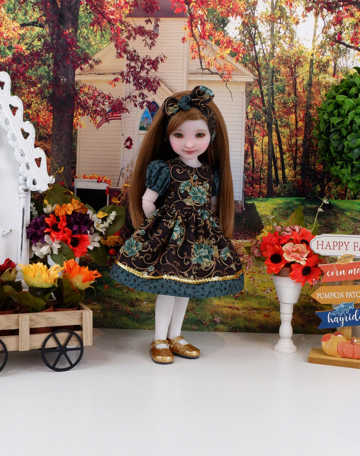 Teal in Bloom - dress and shoes for Ruby Red Fashion Friends doll