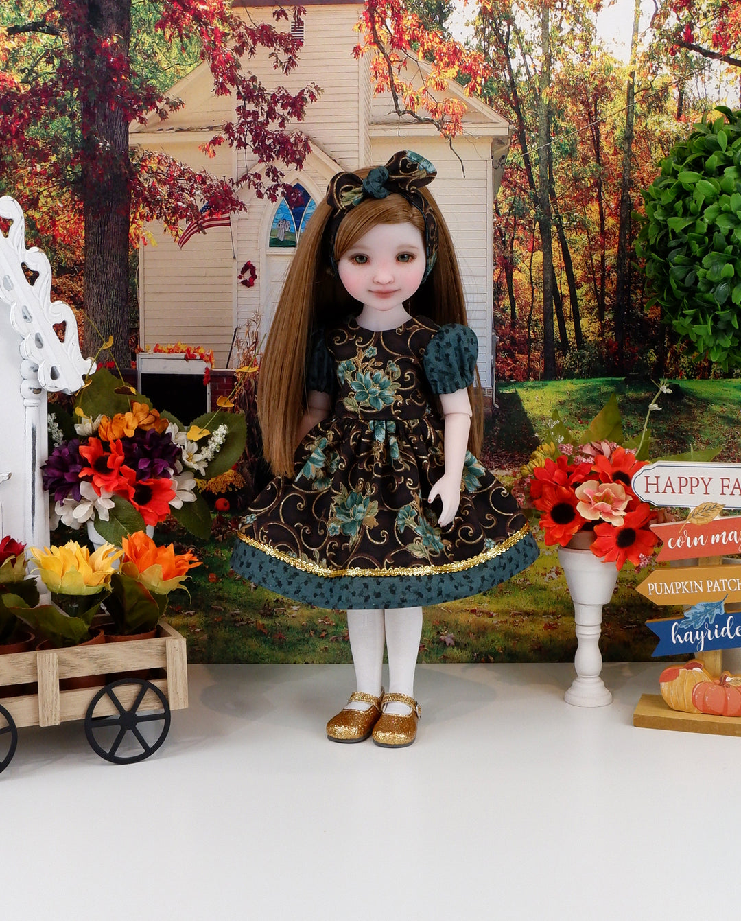 Teal in Bloom - dress and shoes for Ruby Red Fashion Friends doll