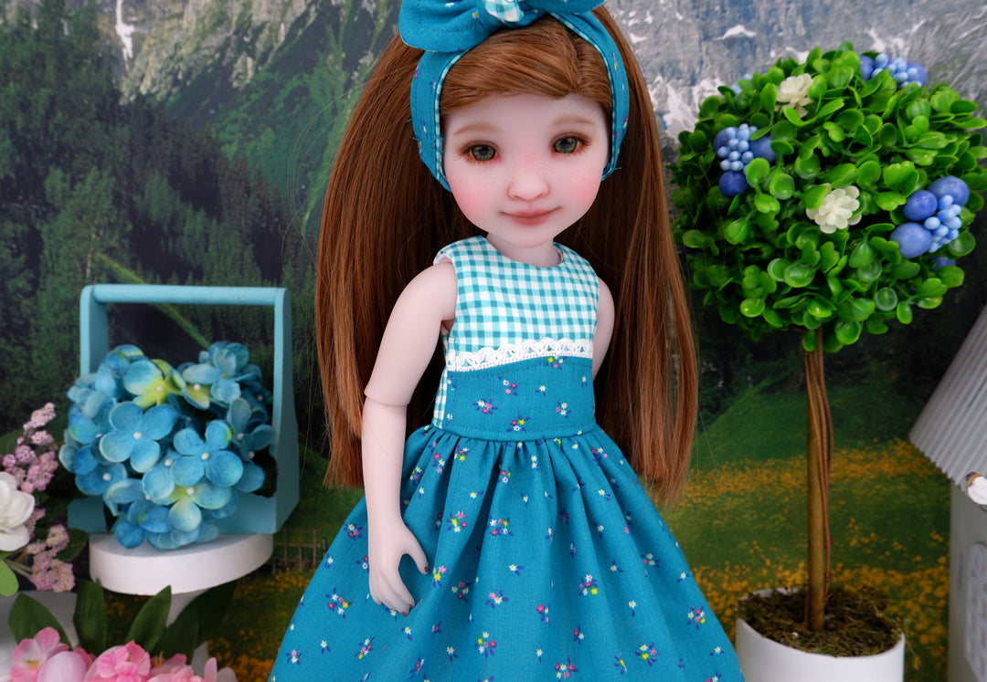 Teal Posies - dress and sandals for Ruby Red Fashion Friends doll