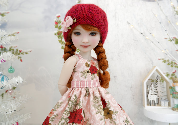 Timeless Poinsettias - dress, sweater and shoes for Ruby Red Fashion Friends doll