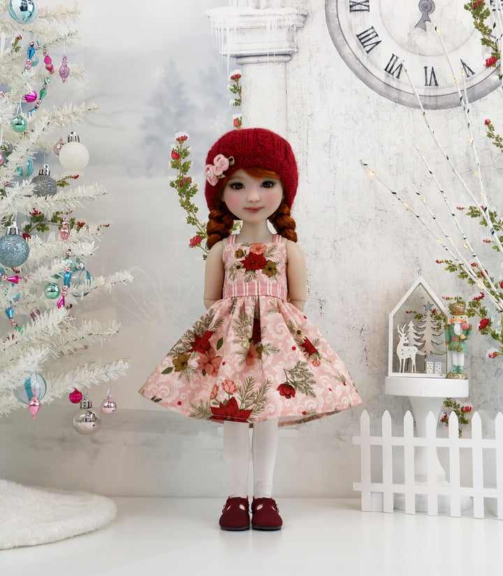 Timeless Poinsettias - dress, sweater and shoes for Ruby Red Fashion Friends doll