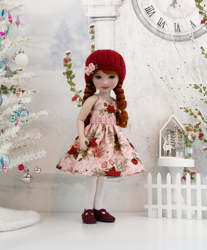 Timeless Poinsettias - dress, sweater and shoes for Ruby Red Fashion Friends doll