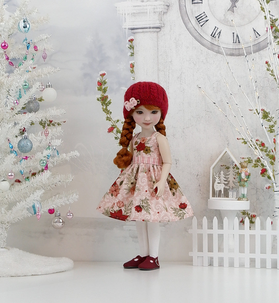 Timeless Poinsettias - dress, sweater and shoes for Ruby Red Fashion Friends doll