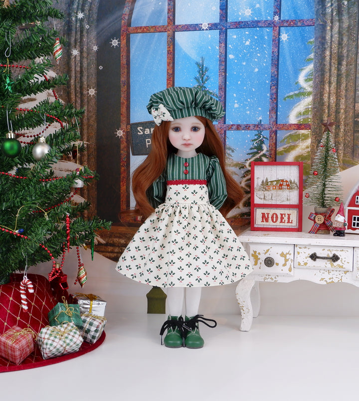 Tiny Holly Sprigs - dress with boots for Ruby Red Fashion Friends doll