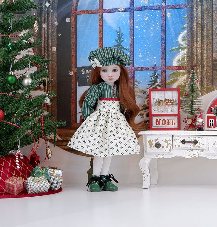 Tiny Holly Sprigs - dress with boots for Ruby Red Fashion Friends doll