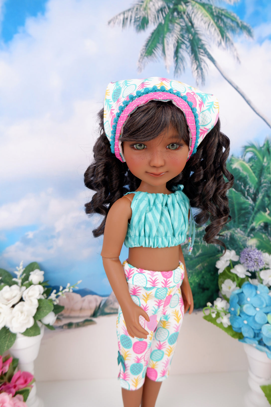 Tropic Pineapple - crop top & capris with sandals for Ruby Red Fashion Friends doll