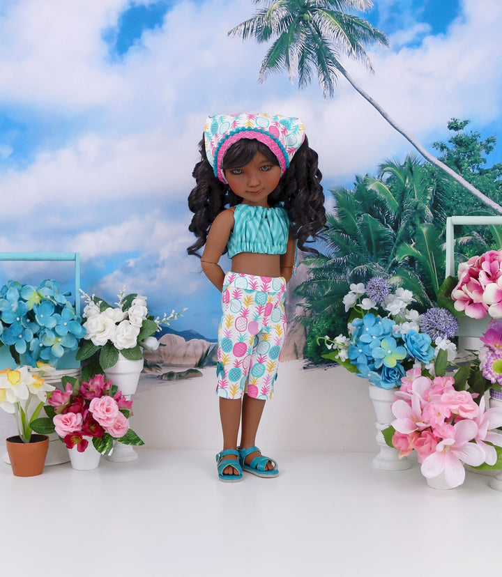 Tropic Pineapple - crop top & capris with sandals for Ruby Red Fashion Friends doll