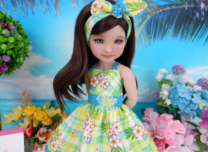 Tropic Plaid - dress and sandals for Ruby Red Fashion Friends doll