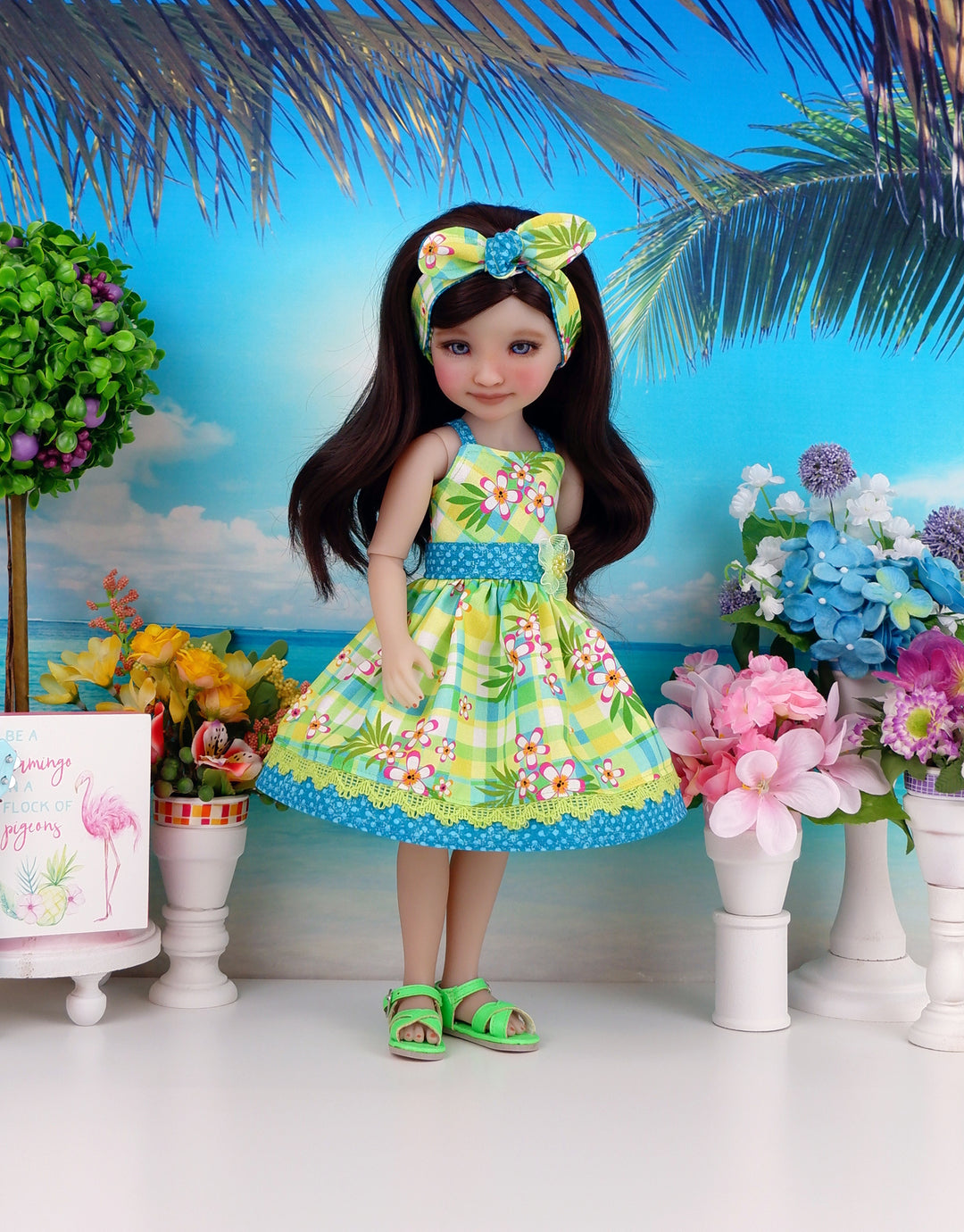 Tropic Plaid - dress and sandals for Ruby Red Fashion Friends doll