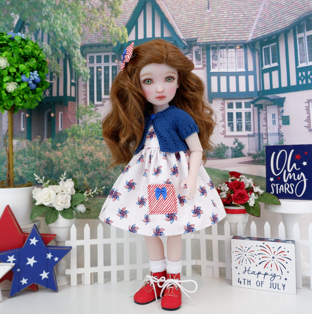 USA Pinwheel - dress with sweater & boots for Ruby Red Fashion Friends doll