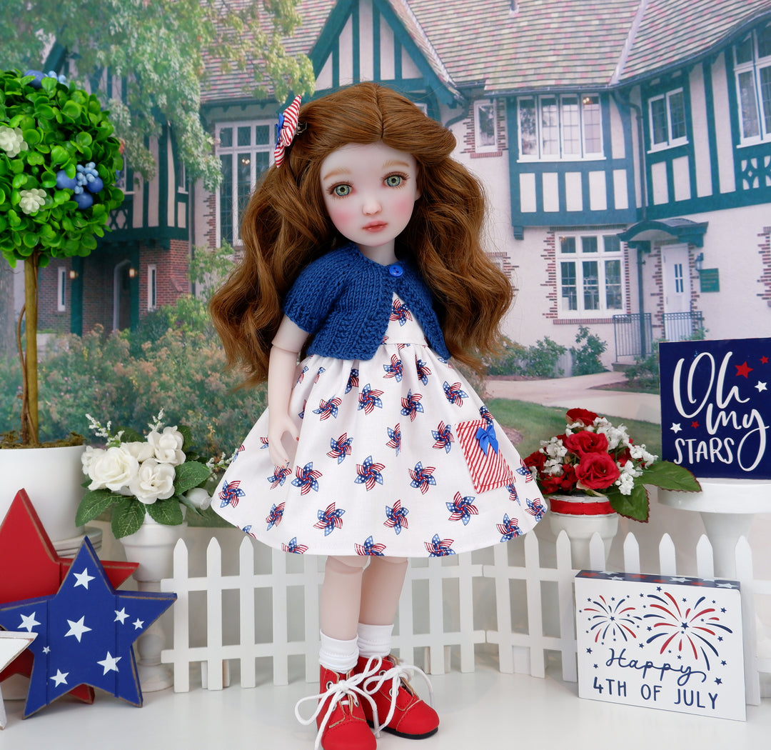 USA Pinwheel - dress with sweater & boots for Ruby Red Fashion Friends doll