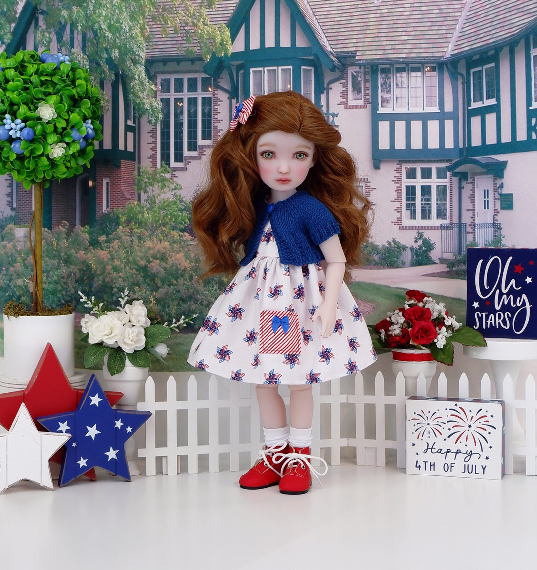 USA Pinwheel - dress with sweater & boots for Ruby Red Fashion Friends doll