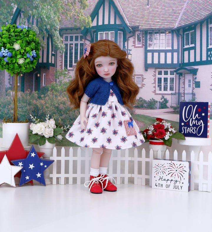 USA Pinwheel - dress with sweater & boots for Ruby Red Fashion Friends doll