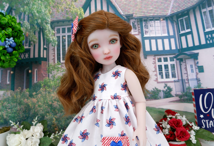 USA Pinwheel - dress with sweater & boots for Ruby Red Fashion Friends doll