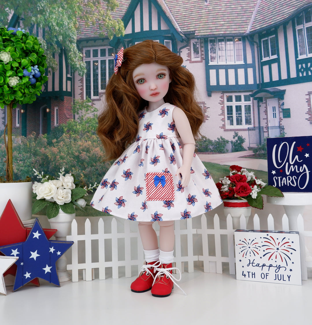 USA Pinwheel - dress with sweater & boots for Ruby Red Fashion Friends doll
