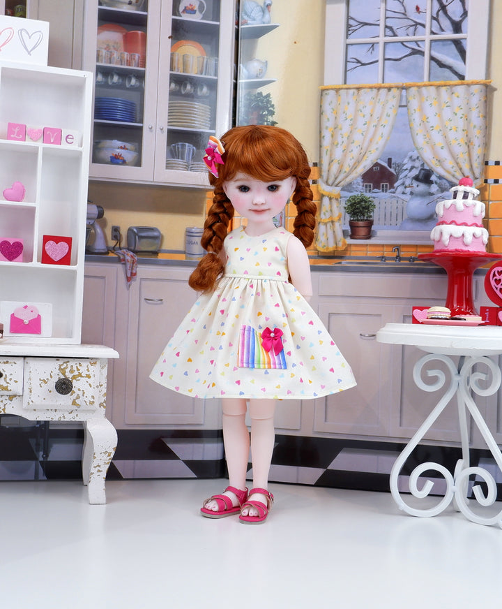 Valentine Rainbow - dress & sandals for Ruby Red Fashion Friends doll