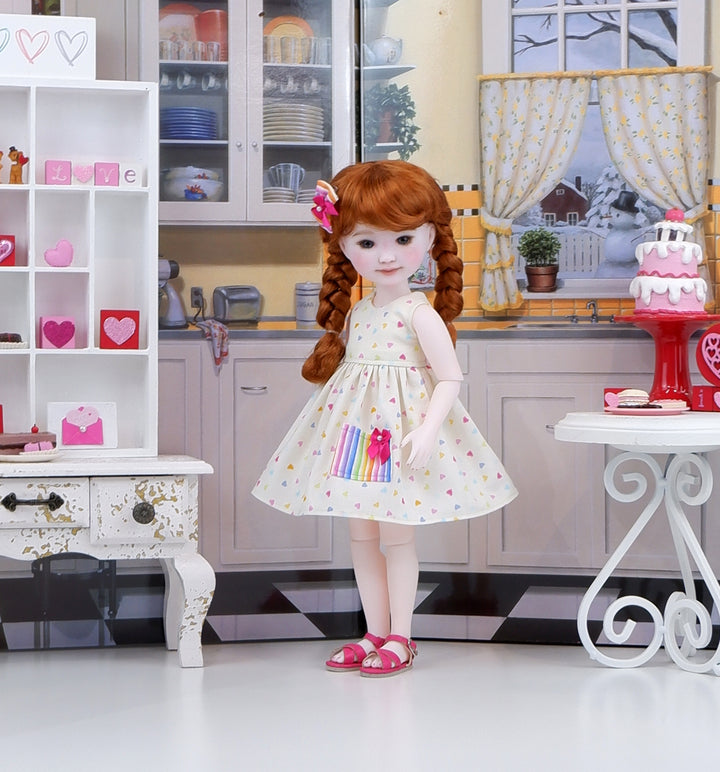 Valentine Rainbow - dress & sandals for Ruby Red Fashion Friends doll