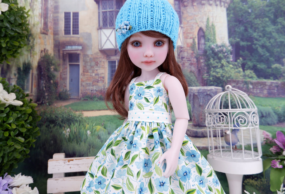 Watercolor in Aqua - dress, sweater with shoes for Ruby Red Fashion Friends doll