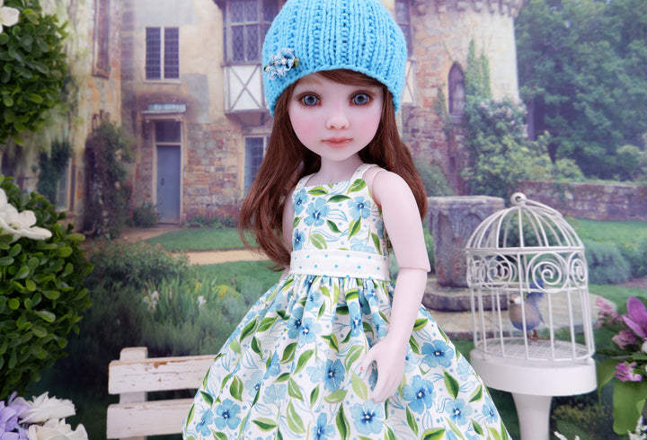 Watercolor in Aqua - dress, sweater with shoes for Ruby Red Fashion Friends doll