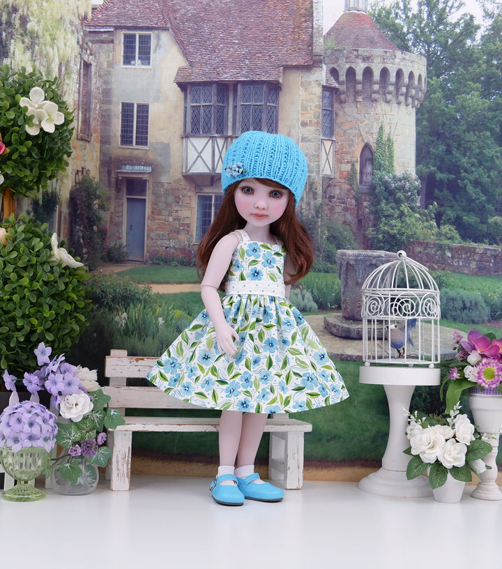 Watercolor in Aqua - dress, sweater with shoes for Ruby Red Fashion Friends doll
