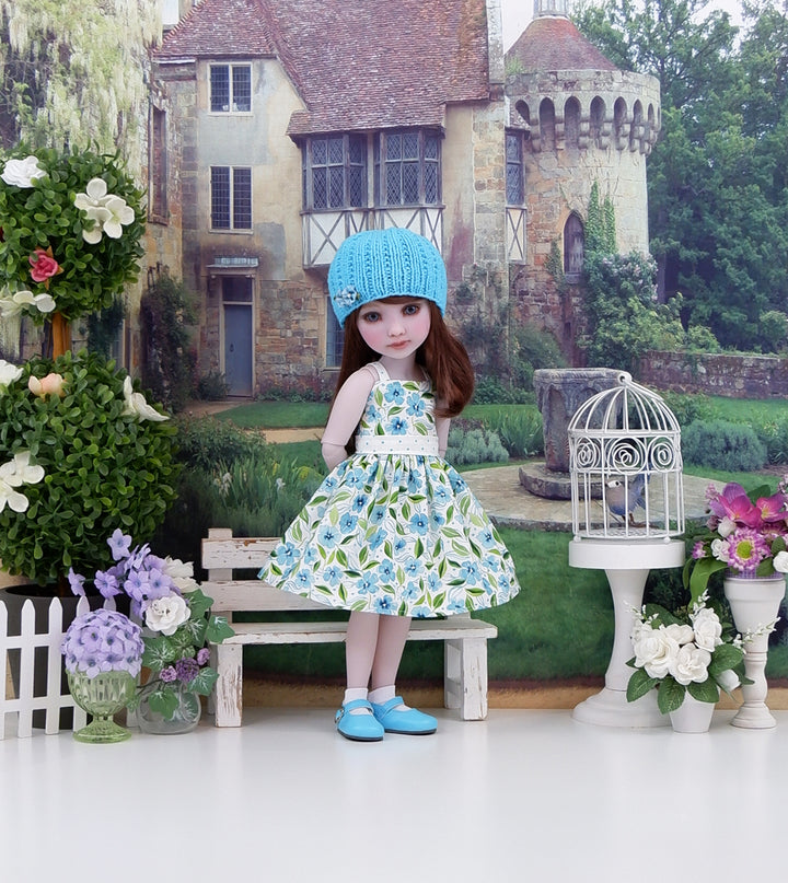 Watercolor in Aqua - dress, sweater with shoes for Ruby Red Fashion Friends doll