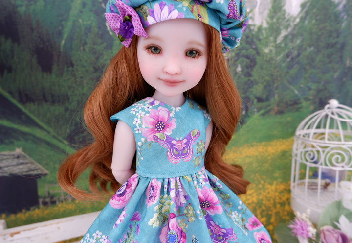 Watercolor Perennials - dress with boots for Ruby Red Fashion Friends doll