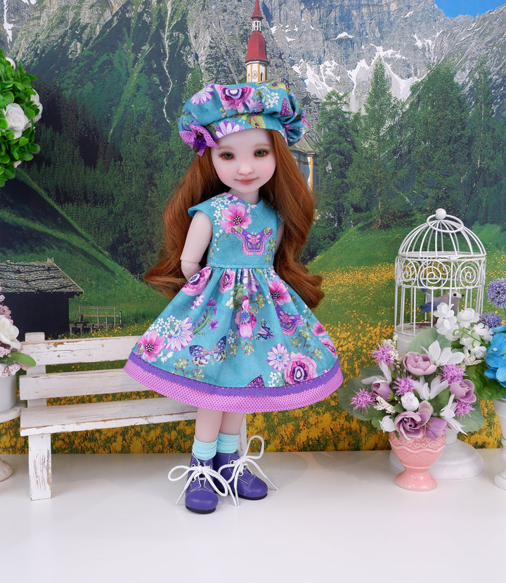 Watercolor Perennials - dress with boots for Ruby Red Fashion Friends doll