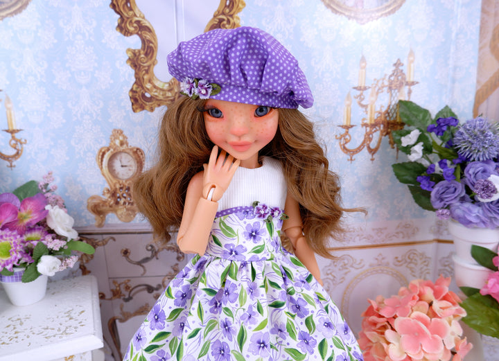 Watercolor Petunia - Purple - dress with shoes for Anderson Art Doll BJD