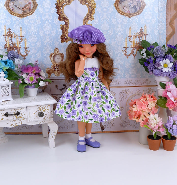 Watercolor Petunia - Purple - dress with shoes for Anderson Art Doll BJD