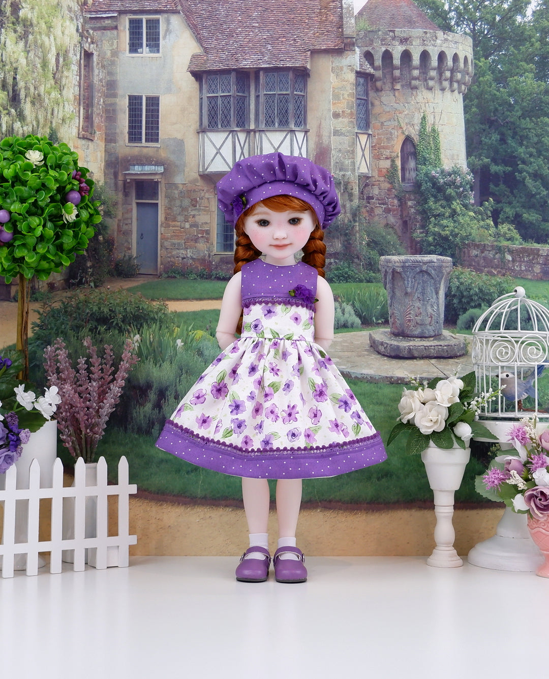 Watercolor Violets - dress & shoes for Ruby Red Fashion Friends doll