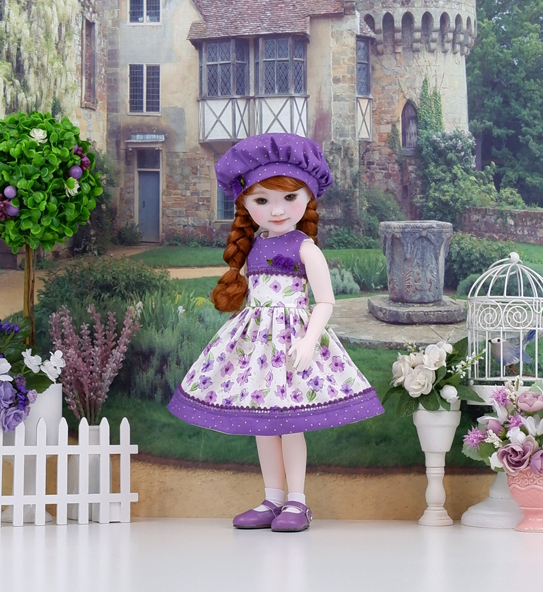 Watercolor Violets - dress & shoes for Ruby Red Fashion Friends doll