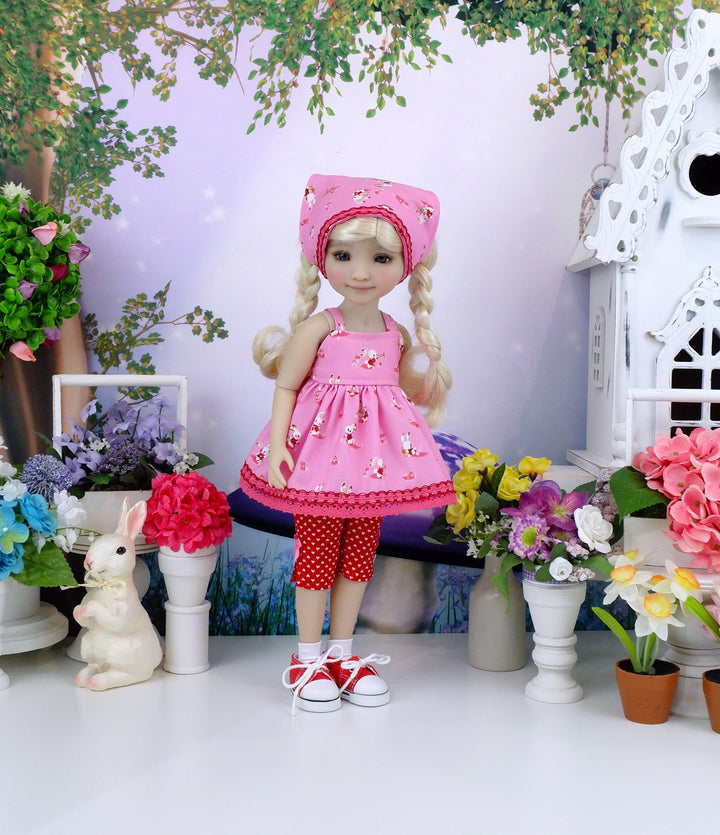 Wee White Rabbit - top & capris with shoes for Ruby Red Fashion Friends doll