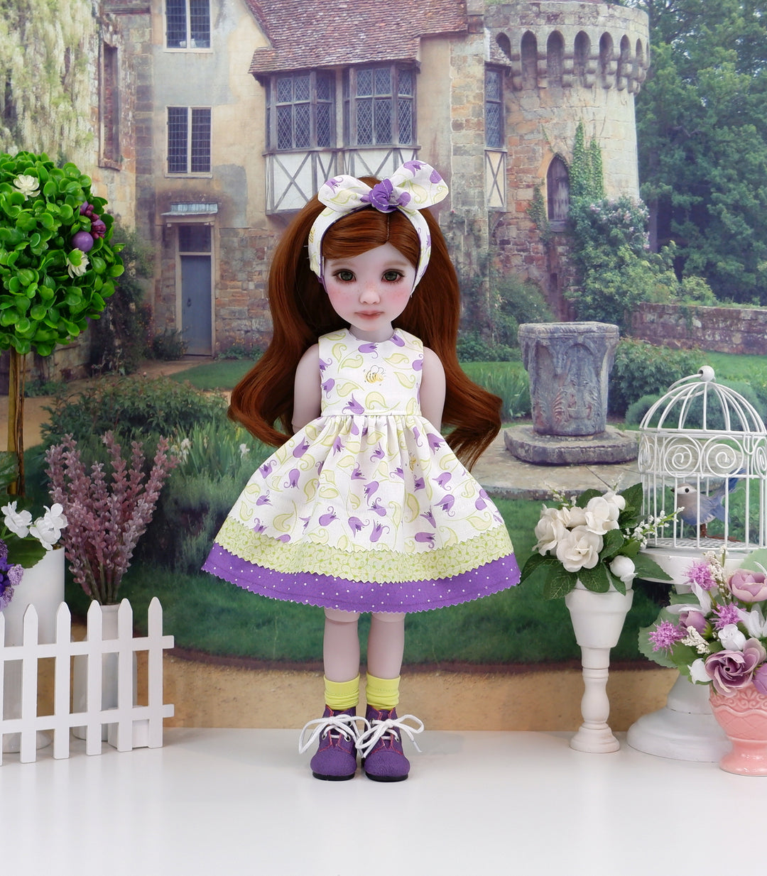 Whimsical Tulips - dress with boots for Ruby Red Fashion Friends doll