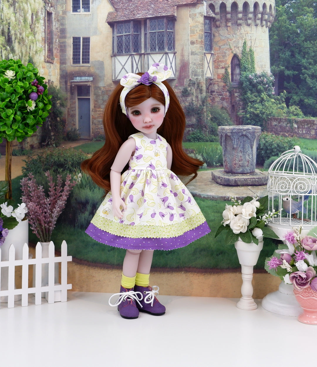 Whimsical Tulips - dress with boots for Ruby Red Fashion Friends doll