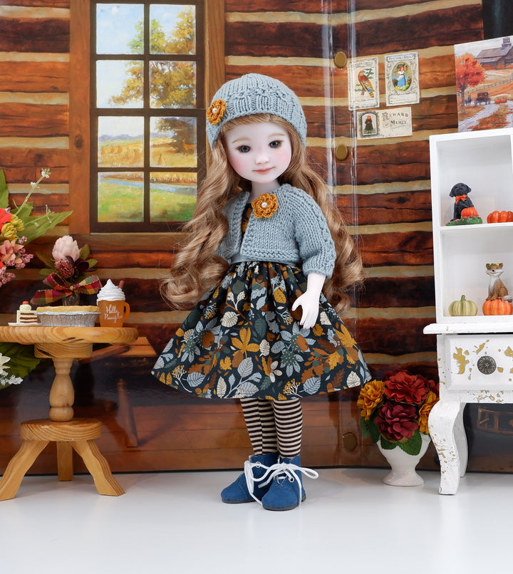 Wild Chestnuts - dress and sweater with boots for Ruby Red Fashion Friends doll