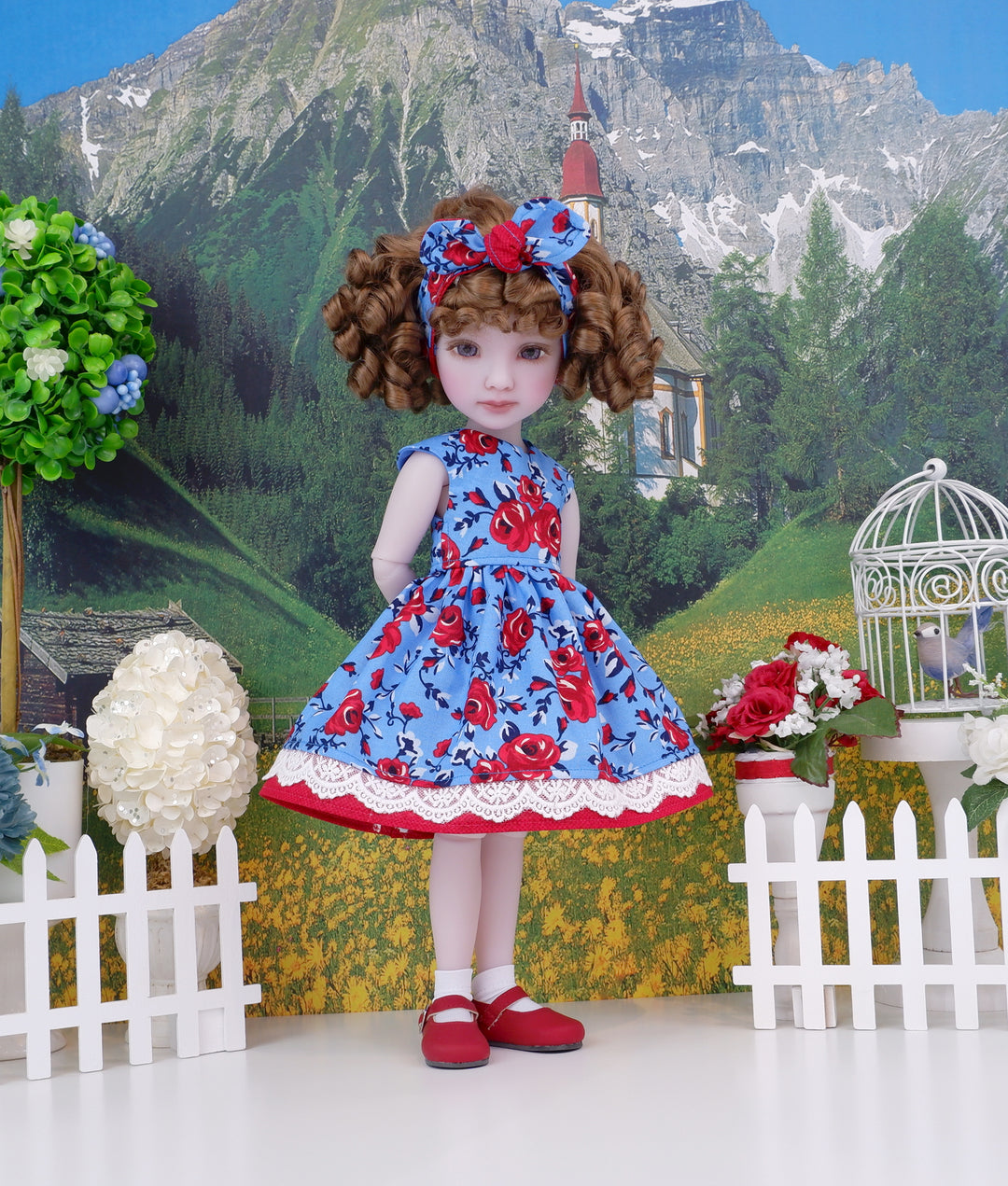 Wild Red Roses - dress with shoes for Ruby Red Fashion Friends doll