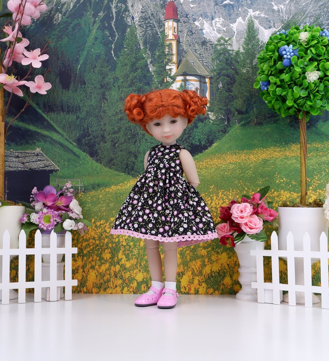 Wildflower Toss - dress and shoes for Ruby Red Siblies doll