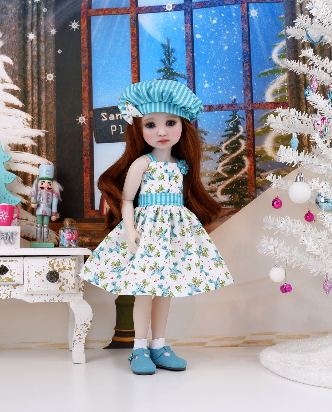 Winter Bluebirds - dress with shoes for Ruby Red Fashion Friends doll