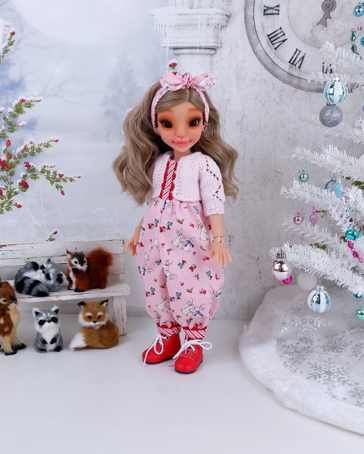 Winter Bunnies - romper & boots for Ava BJD doll