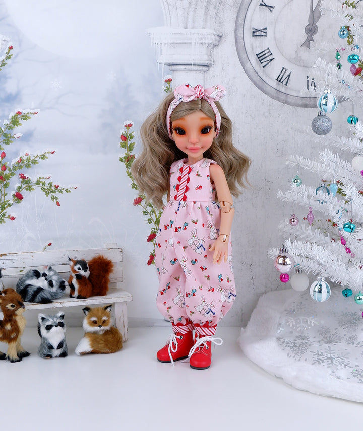 Winter Bunnies - romper & boots for Ava BJD doll