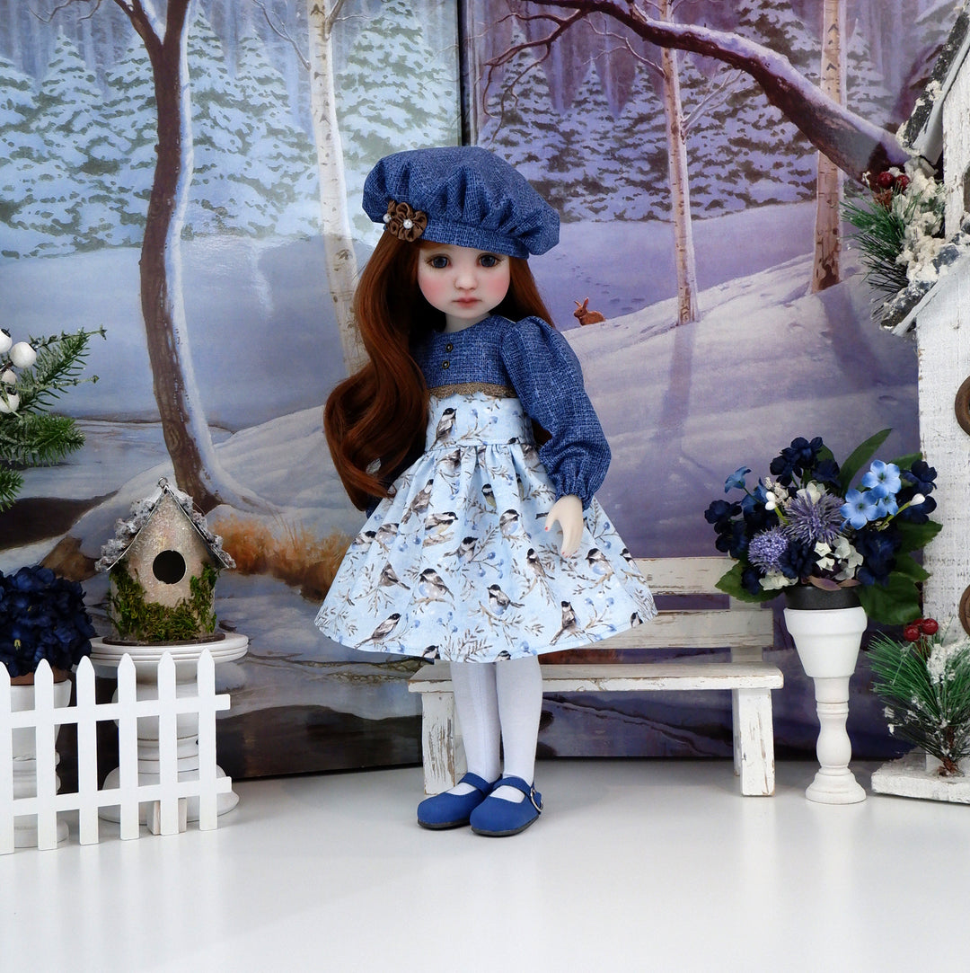 Winter Chickadees - dress with shoes for Ruby Red Fashion Friends doll