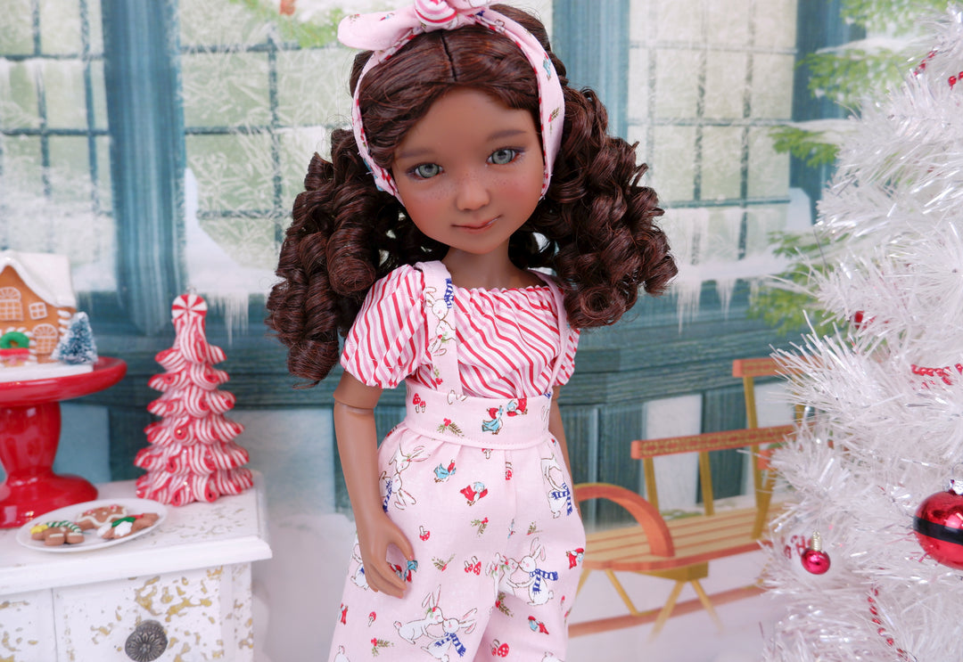 Winter Cuddles - blouse & suspender pants with boots for Ruby Red Fashion Friends doll