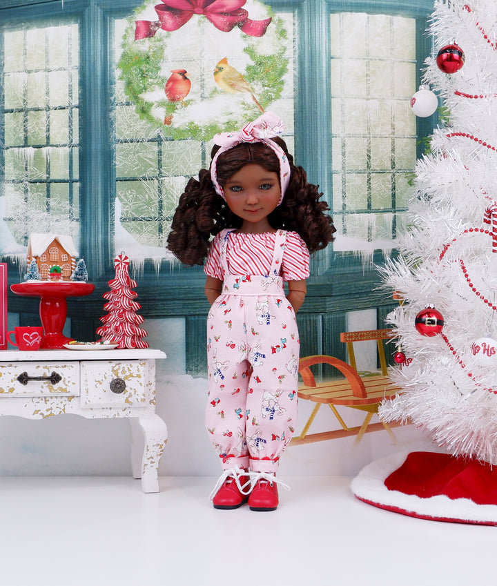 Winter Cuddles - blouse & suspender pants with boots for Ruby Red Fashion Friends doll