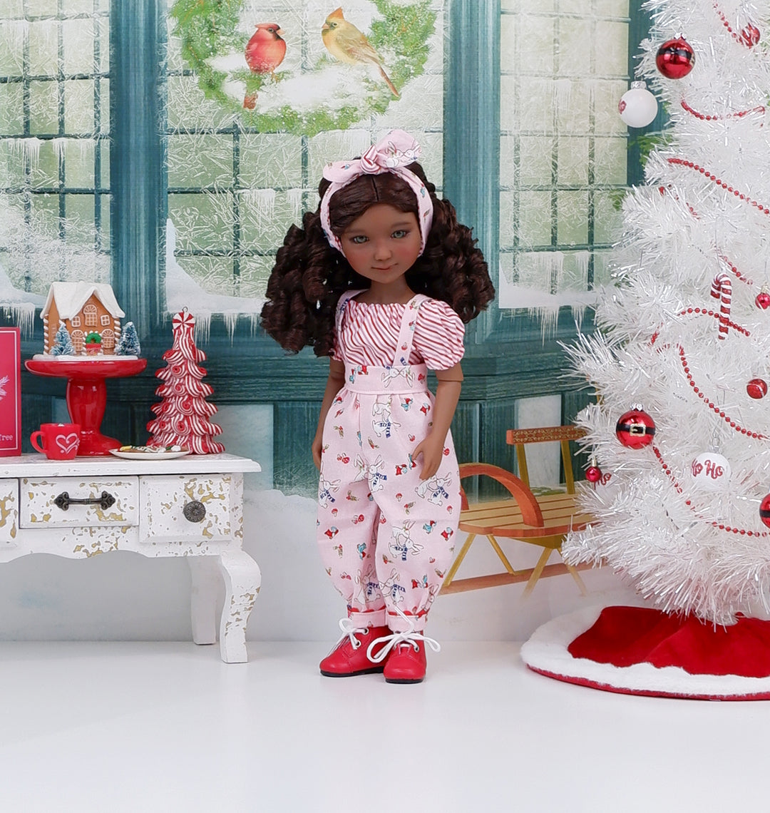 Winter Cuddles - blouse & suspender pants with boots for Ruby Red Fashion Friends doll