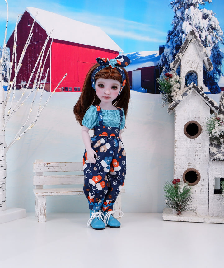 Winter Mittens - blouse & suspender pants with boots for Ruby Red Fashion Friends doll