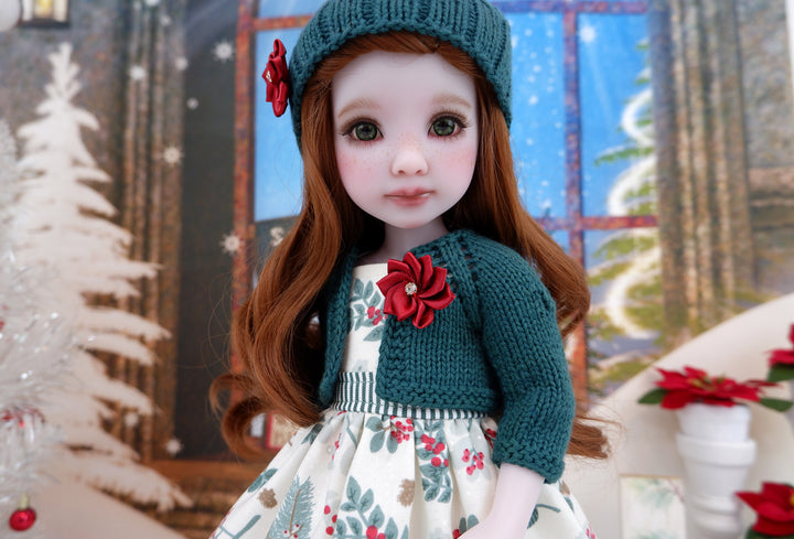 Winter Pine Berries - dress, sweater and boots for Ruby Red Fashion Friends doll
